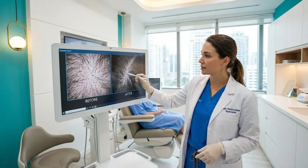 Before and after hair mesotherapy results